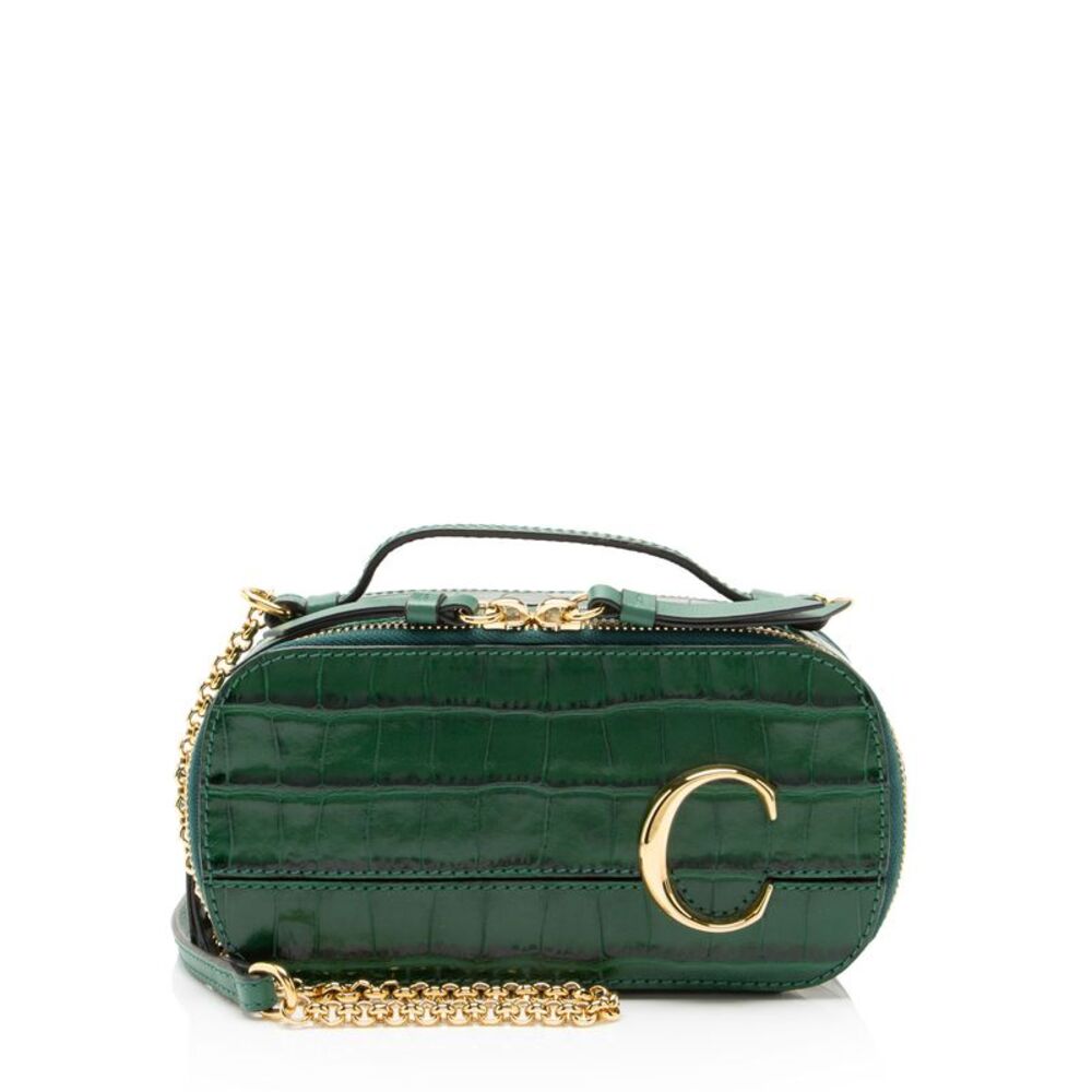 Chloe Croc Embossed Calfskin Mini C Vanity Bag